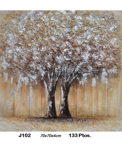 Cuadro decorativo arboles color plata