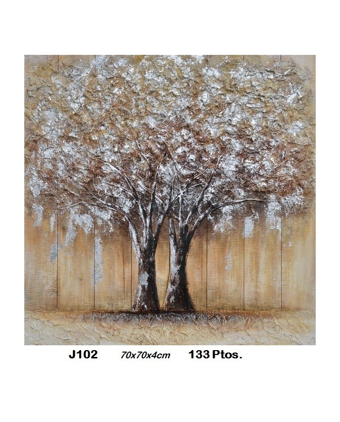 Cuadro decorativo arboles color plata