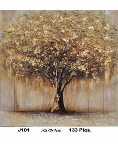 Cuadro decorativo árbol color oro