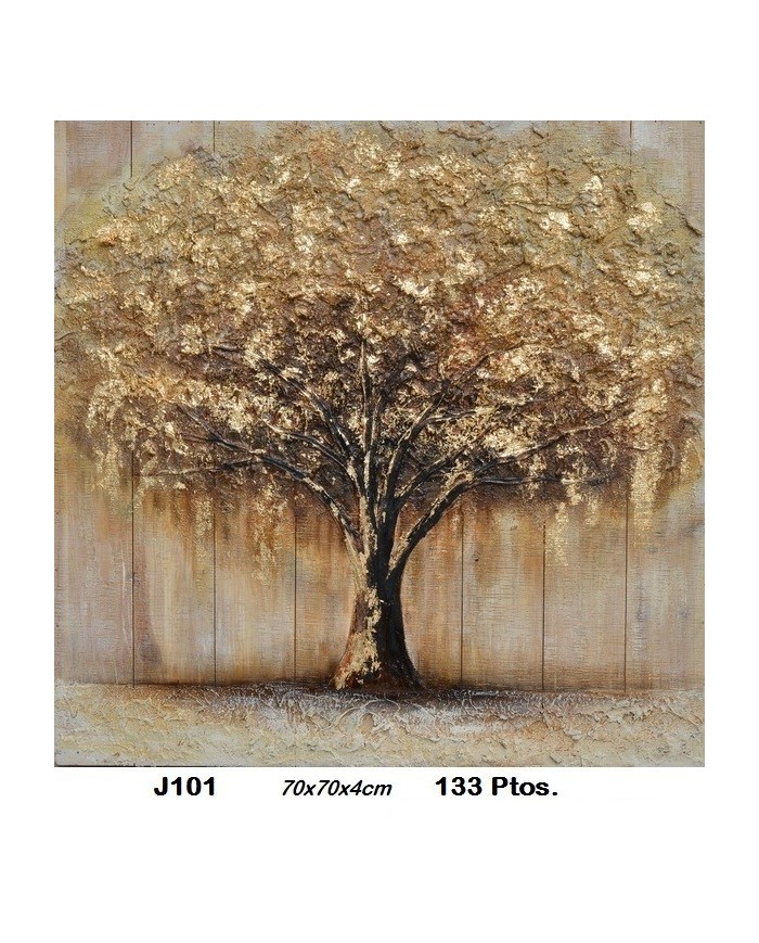 Cuadro decorativo árbol color oro