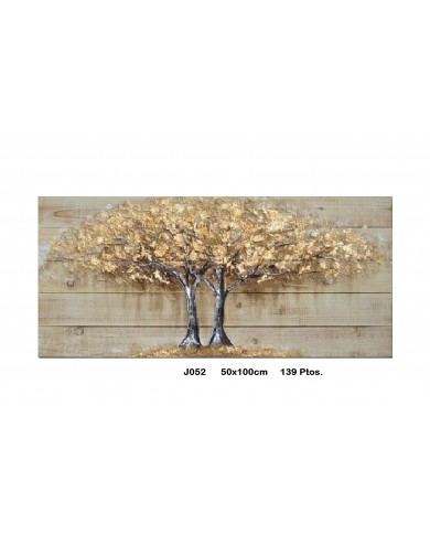 Cuadro decorativo árbol color oro