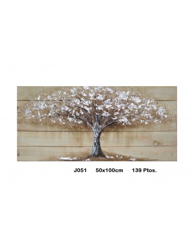 Cuadro decorativo árbol color plata