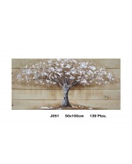 Cuadro decorativo árbol color plata