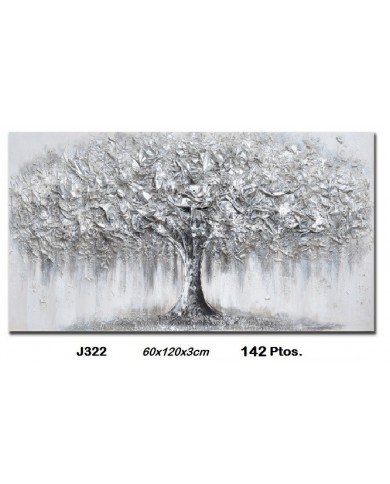 Cuadro decorativo árbol color plata