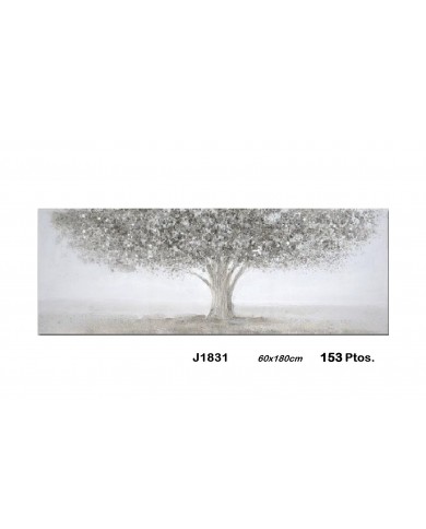 Cuadro decorativo árbol color plata