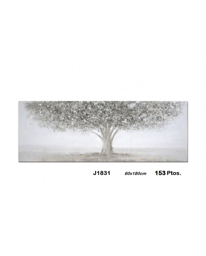 Cuadro decorativo árbol color plata