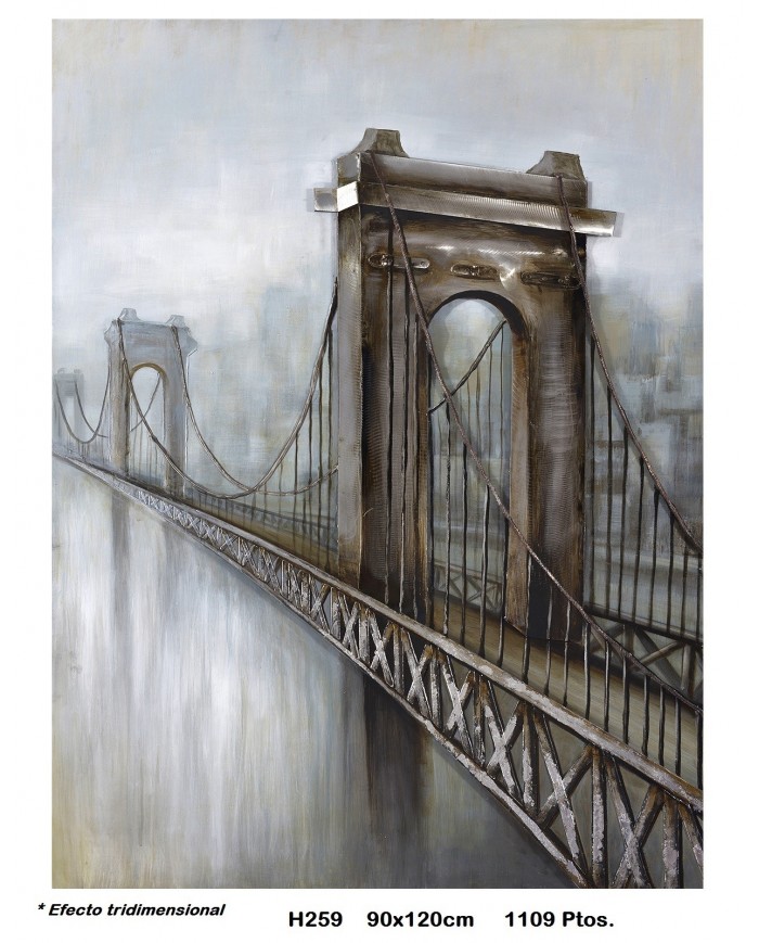 Cuadro decorativo puente color bronce EFECTO TRIDIMENSIONAL