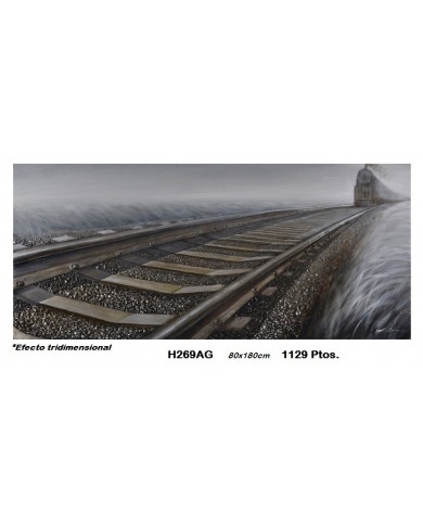 Cuadro decorativo vía tren EFECTO TRIDIMENSIONAL