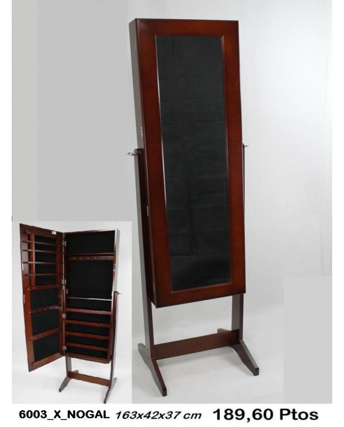 Espejo joyero rectangular color nogal