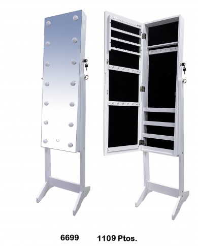 Espejo joyero rectangular luces led color blanco