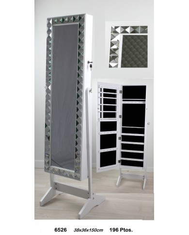 Espejo joyero rectangular perfil decorativo color blanco