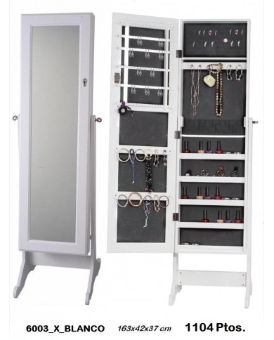 Espejo joyero rectangular color blanco