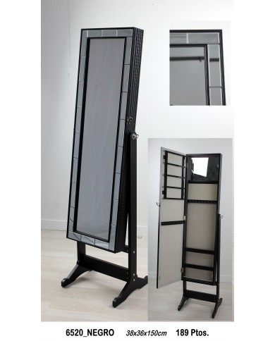Espejo joyero rectangular color negro