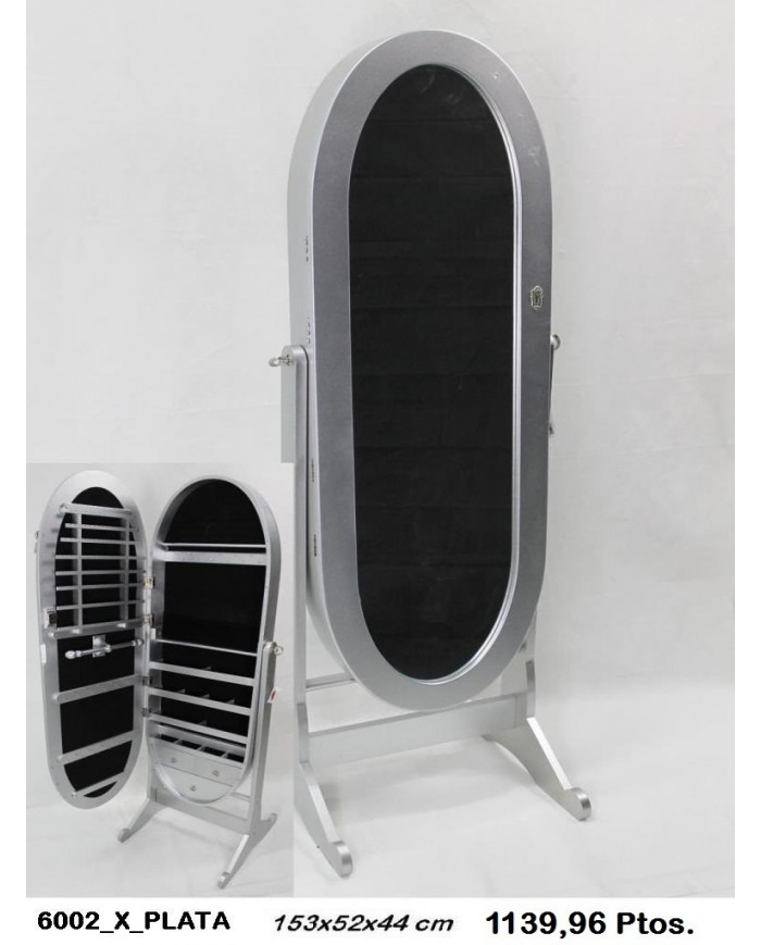 Espejo joyero ovalado color plata