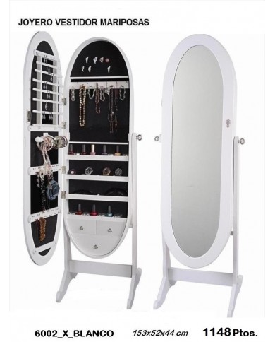 Espejo joyero ovalado color blanco