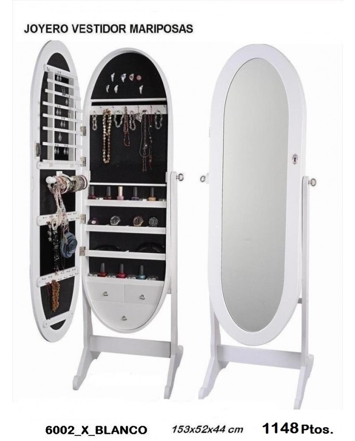 Espejo joyero ovalado color blanco