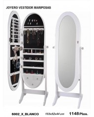 Espejo joyero ovalado color blanco