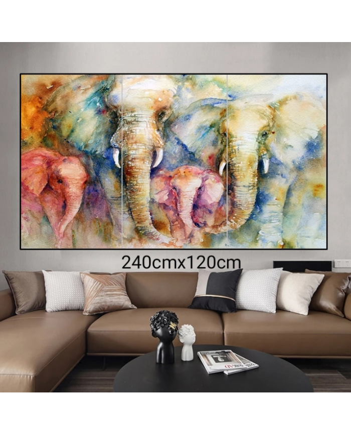 Tríptico decorativo Elefantes 240x120cm