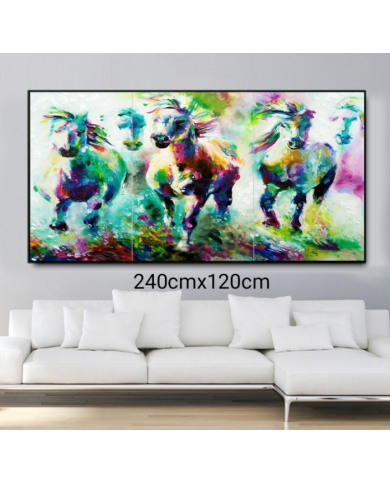 Tríptico decorativo Caballos 240x120cm