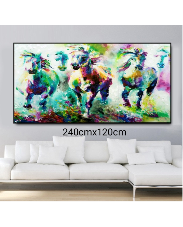 Tríptico decorativo Caballos 240x120cm