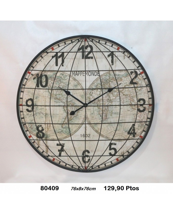 Reloj decorativo mapamundi