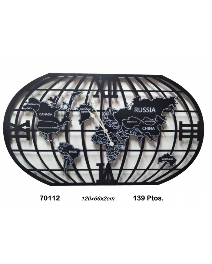 Reloj decorativo mapa