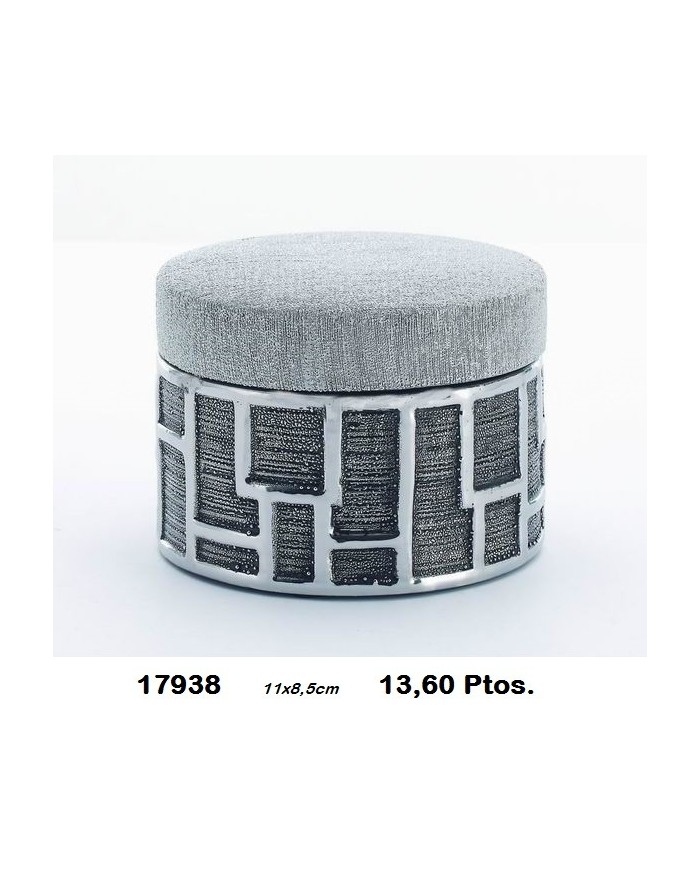 Joyero decorativo redondo detalles plata